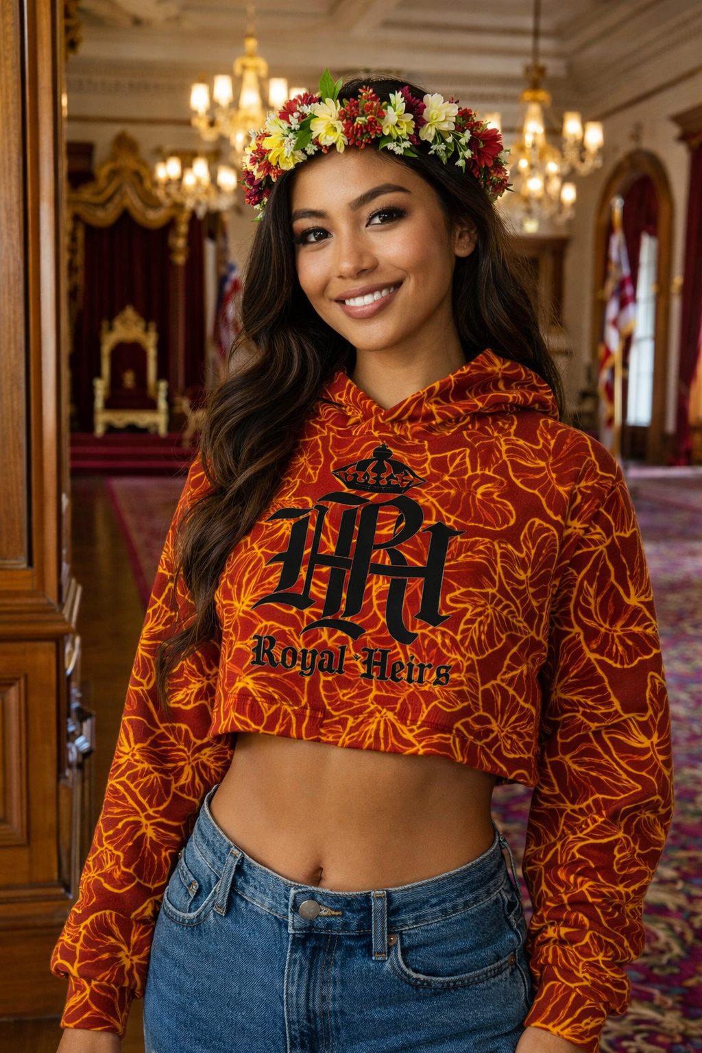 Royal Kalo Crop Hoodie