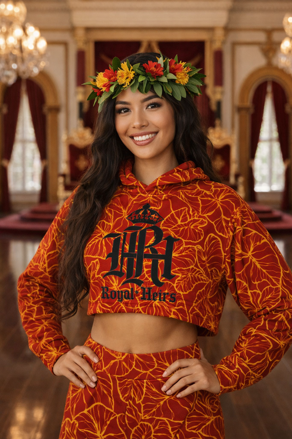 Royal Kalo Crop Hoodie