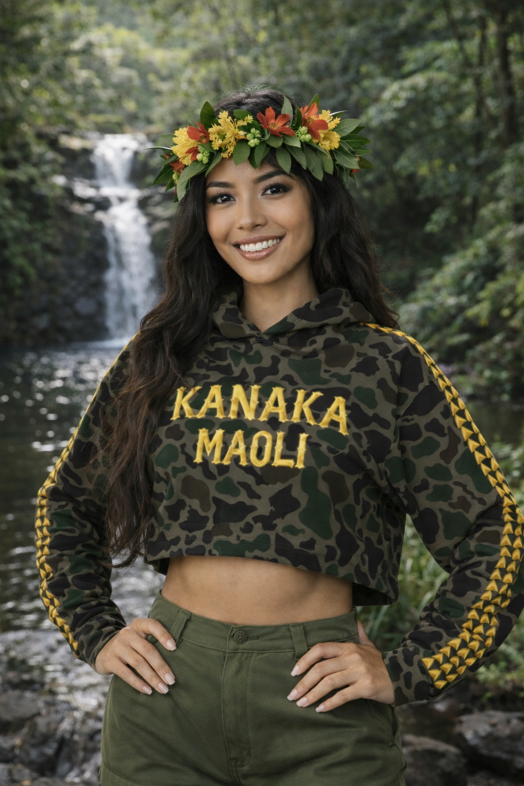 Island camo crop hoodie